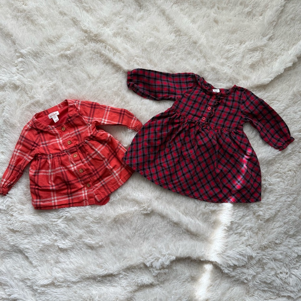 Old Navy Red Tartan Dress and Cat & Jack Red Plaid Dress